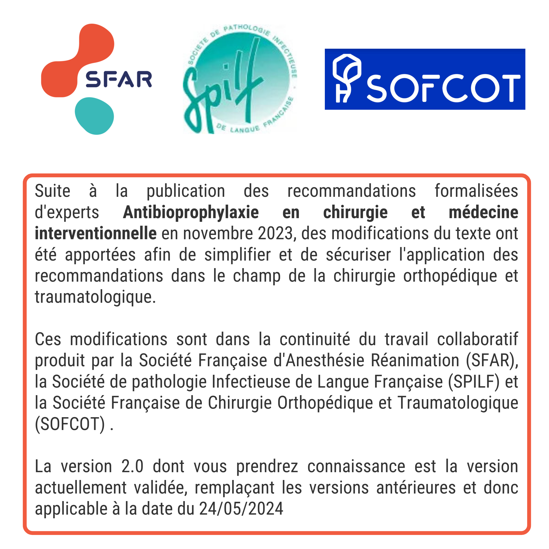 RFE sur l'Antibioprophylaxie en chirurgie et médecine interventionnelle 