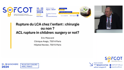 Rupture du LCA chez l'enfant : chirurgie ou non - ACL rupture in children : surgery or not 